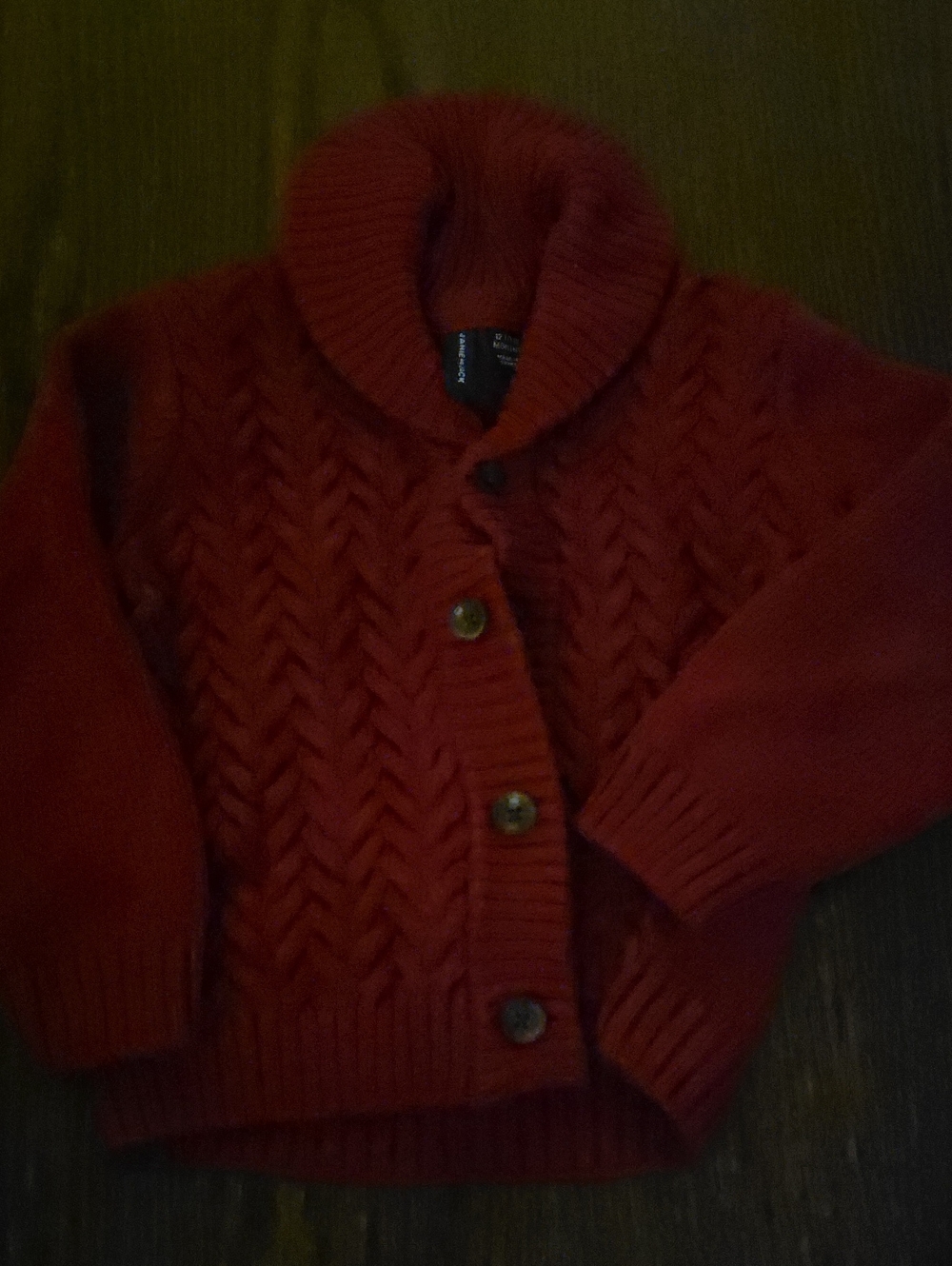 Janie and Jack Red Cable Knit Shawl-Style Cardigan